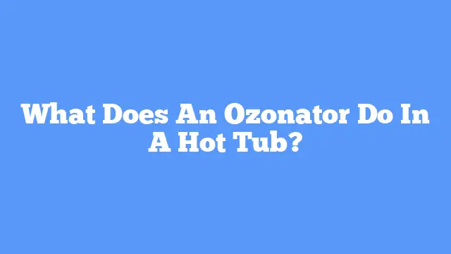 What Does An Ozonator Do In A Hot Tub?