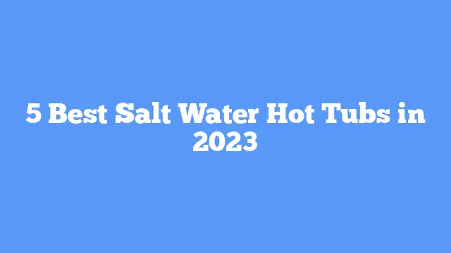 5 Best Salt Water Hot Tubs in 2023