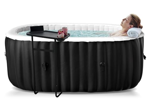 Mosener Hot Tub - 75” X 47” X 25” Inflatable Hot Tub, 1-2 Person Portable Blow Up Hot Tub Oval Portable Outdoor Spa with 100 Bubble Jets and Heater Pump, Filter,Hot Tub Cover
