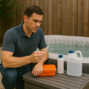 man handling the maintenance of hot tub