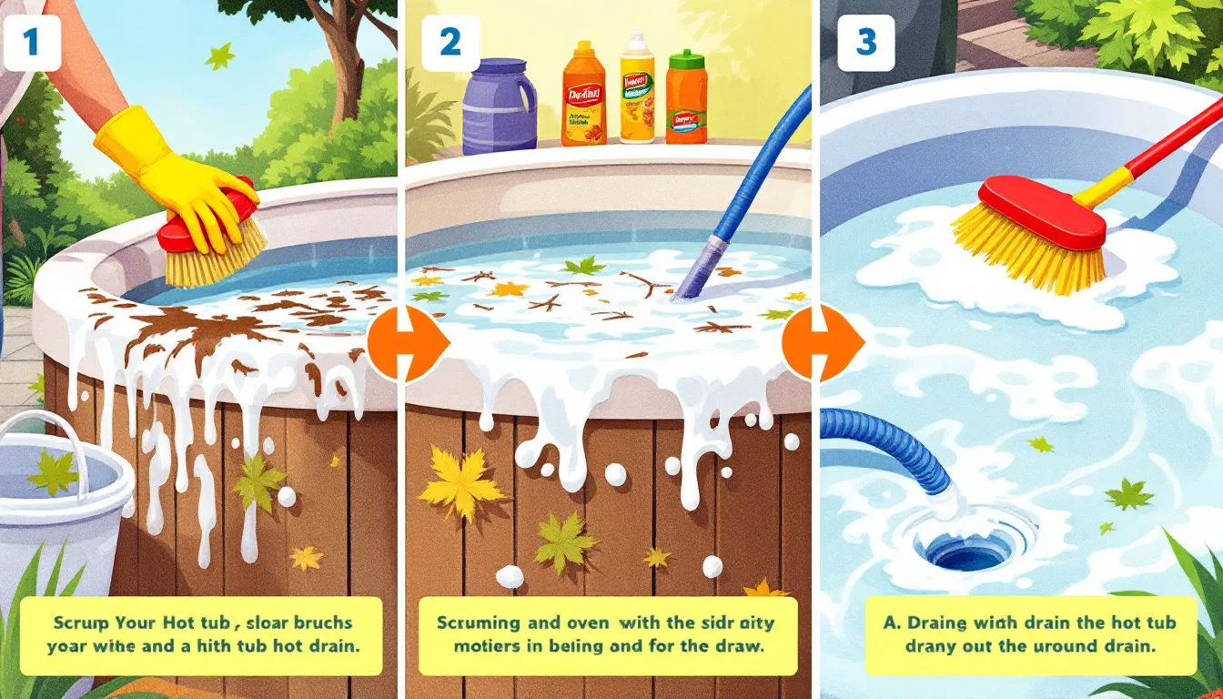 Weekly hot tub maintenance routine highlighting cleaning and chemical balancing.