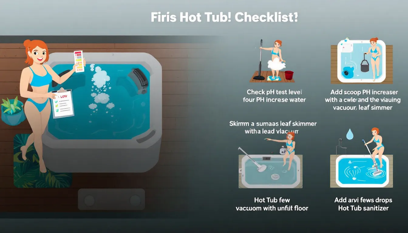 Daily hot tub maintenance tasks to ensure clean hot tub water.