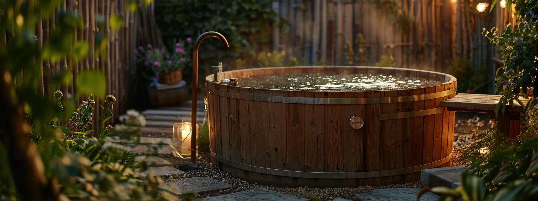 7 Different Types of Hot Tubs Explained for Buyers 9 wood-fired hot tub in garden