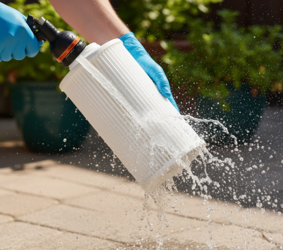 Cleaning a Hot Tub Filter with Vinegar: The Ultimate DIY Guide 2 Removing Loose Debris from hot tub filter