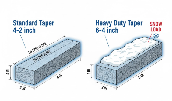 Comparison of standard versus heavy duty foam taper profiles for hot tub covers
