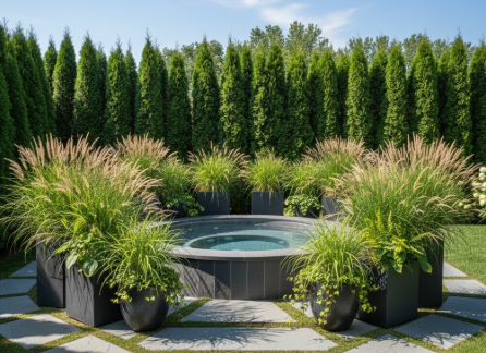 Potted Plants for Flexible Screening hot tubs