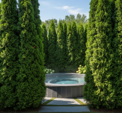 Fast-Growing Hedges and Evergreens hot tub