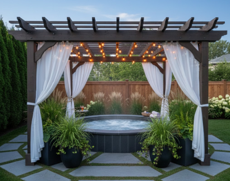 Pergolas with Privacy Enhancements  for hot tubs