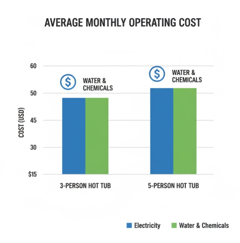 Lower Energy Consumption and Running Costs of three person hot tub