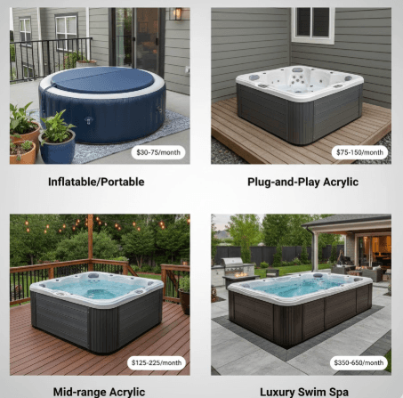 Types of Hot Tubs Available Through Lease to Own Programs