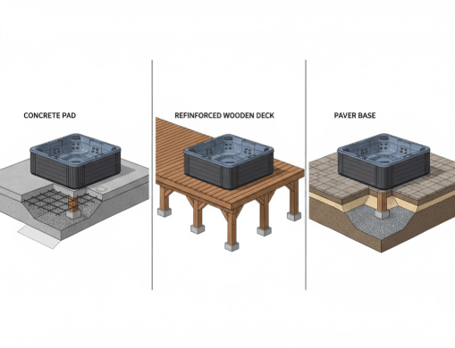 4-man hot tub Surface Preparation: Concrete Pads, Reinforced Decks, and Pavers