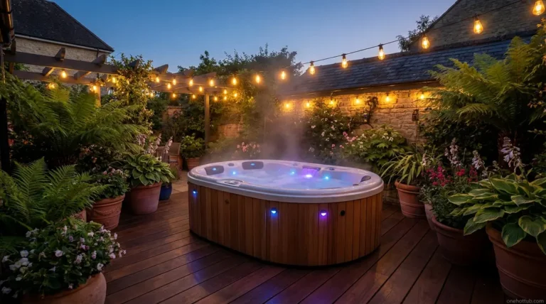 Home 2 Best hot tub for couples UK featuring a compact spa in a garden