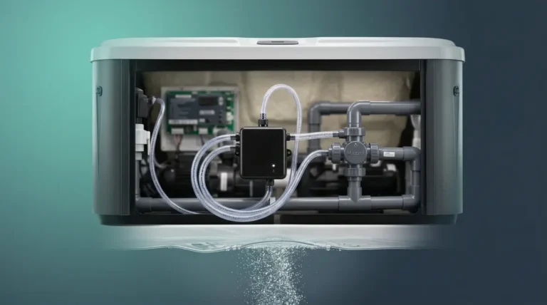 Home 1 Hot tub ozonator unit inside equipment bay showing what a hot tub ozonator does