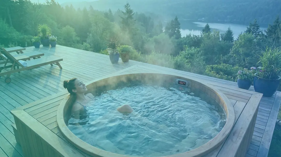 How long can you stay in a hot tub — person relaxing safely in steaming outdoor spa