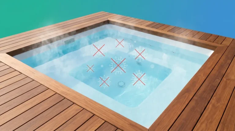 Home 1 Can you get STDs from a hot tub — clean steaming spa with scientific pathogen overlay