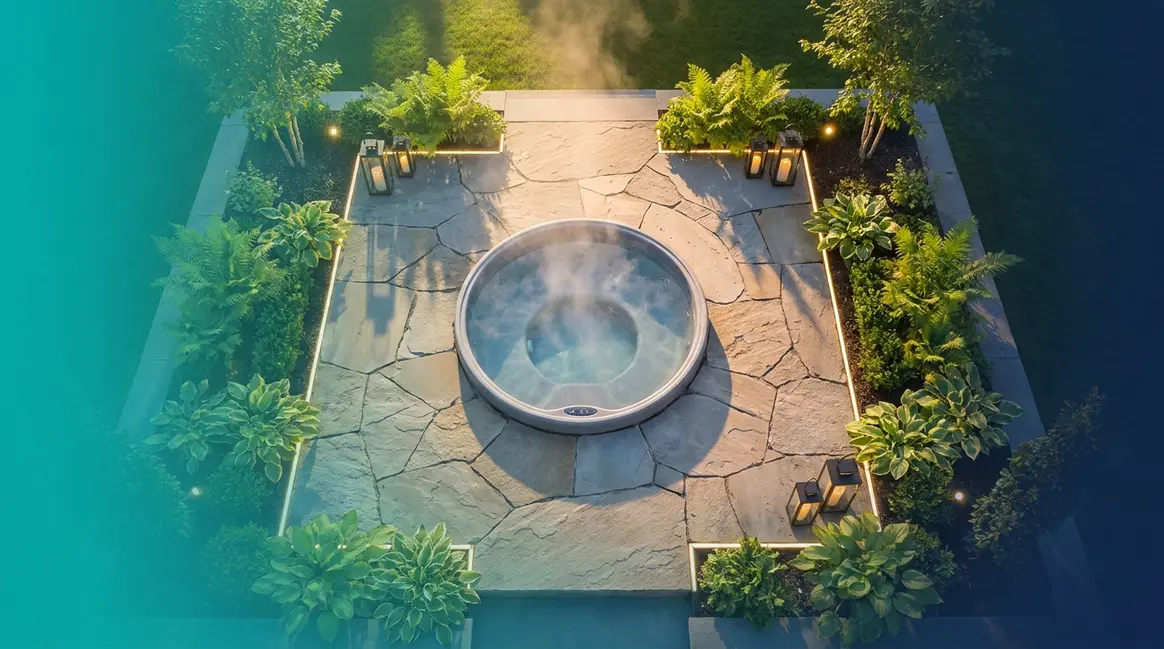 Best inground hot tubs comparison showing a luxury backyard spa set into stone decking