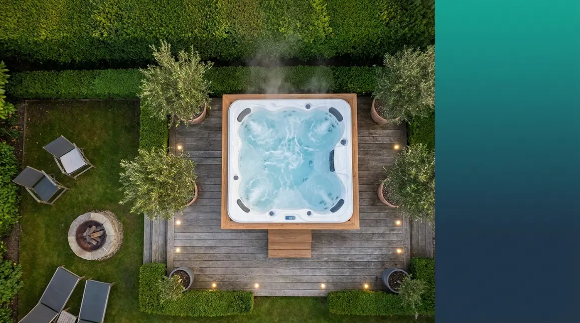 How much do hot tubs cost UK — premium outdoor hot tub on garden decking in 2026