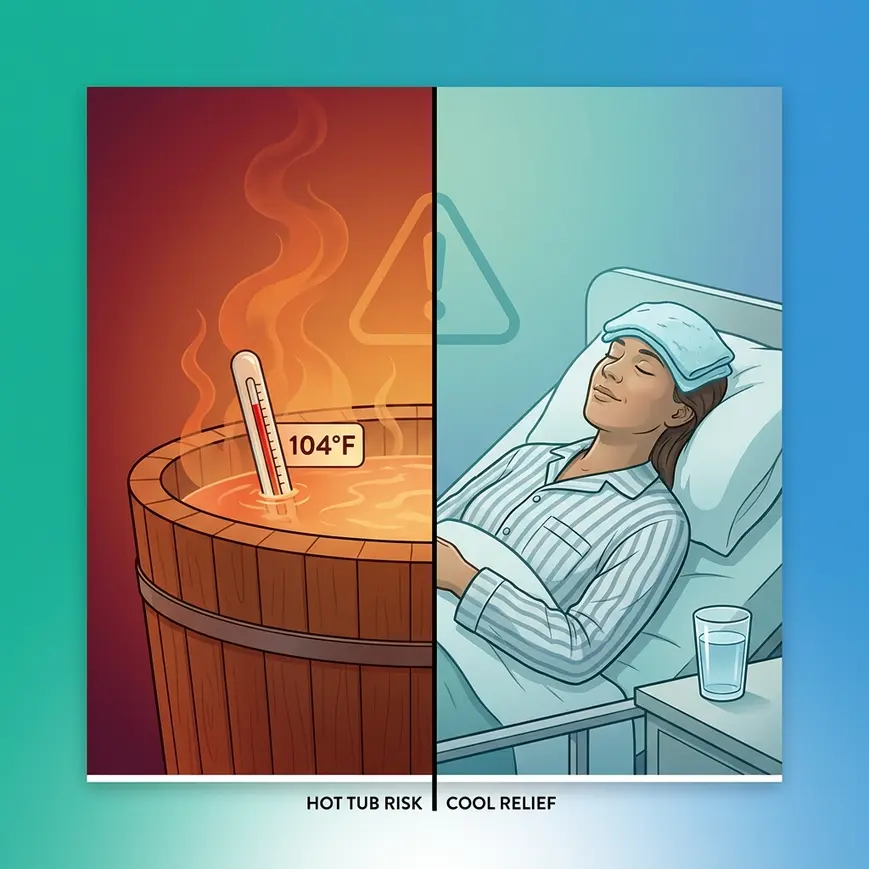 Can you go in a hot tub with a fever — danger versus safe rest comparison illustration