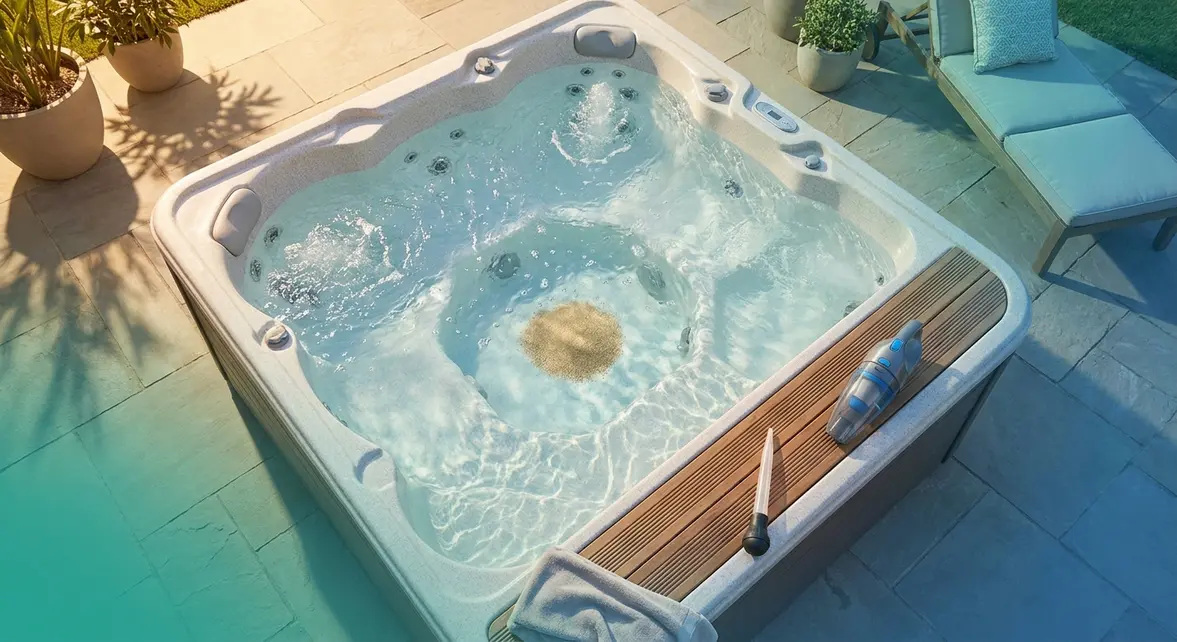 How to get sand out of a hot tub using a turkey baster and spa vacuum