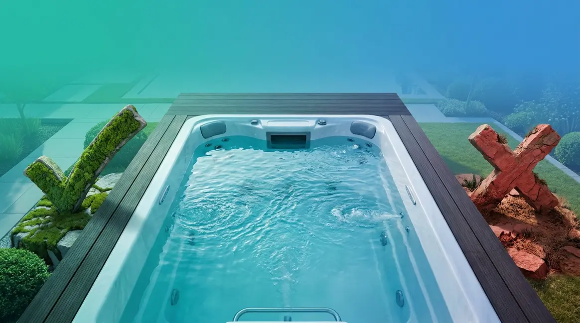 Can you get STDs from a hot tub — clean spa water with fact versus myth visual concept